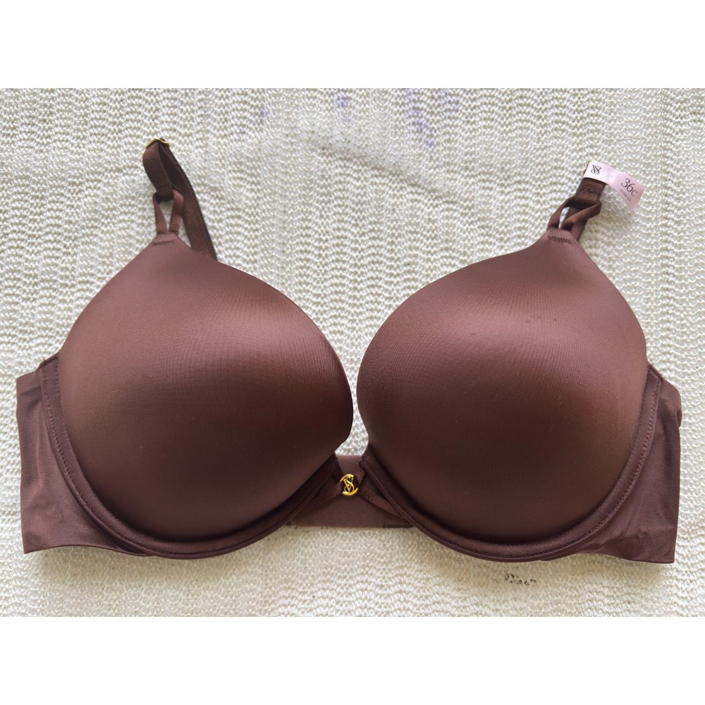 Victoria's Secret Push-Up Bra 36C Brown Smooth Lined Underwire NWT